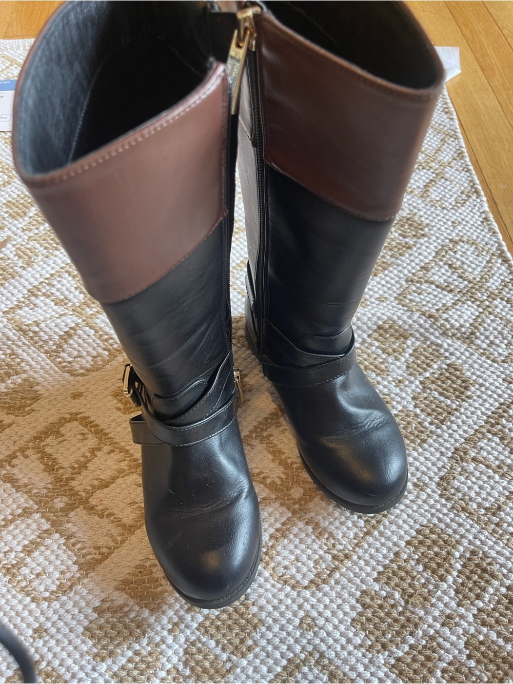 Michael Kors Black Boots with Brown Cuff - Girls' Riding Style